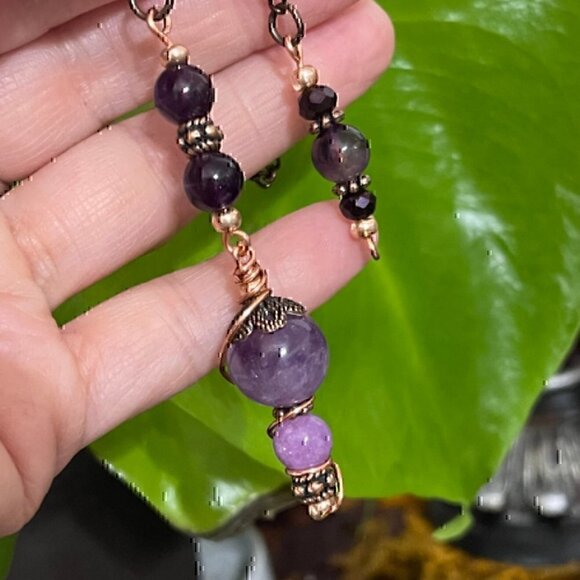 Handcrafted Amethyst Copper Dowsing Pendulum 10 inch By True Healing Source - Picture 7 of 7